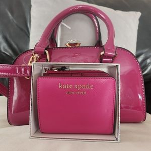 NWT Rhinestone clasp handbag and Kate Spade bifold wallet set.